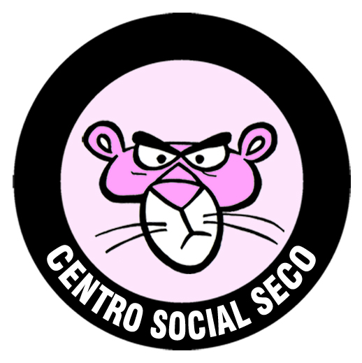 Logo del Centro Social SECO: cara de la Pantera Rosa sobre fondo circular negro
